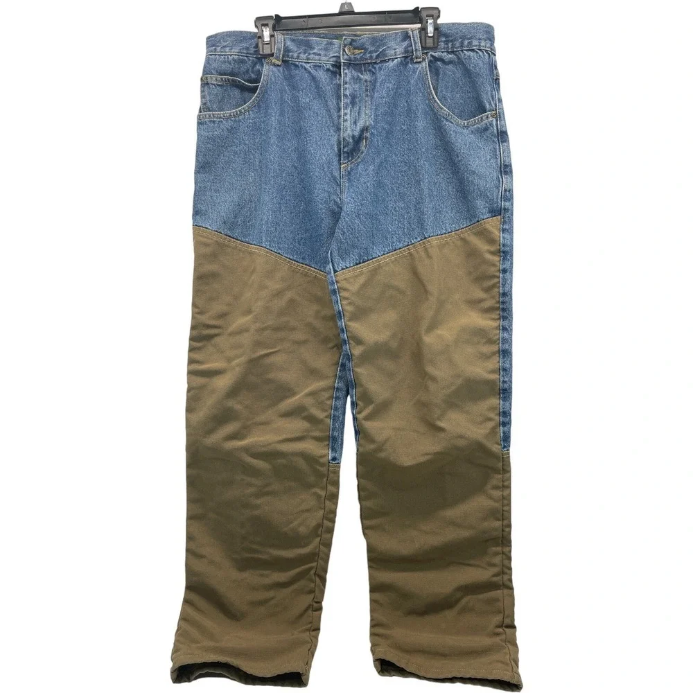 Remington Mens 38/33 Blue W/ Brown‎ Patch For Durability Out Door Workwear Jeans